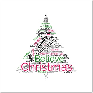 Christmas tree word cloud design Posters and Art